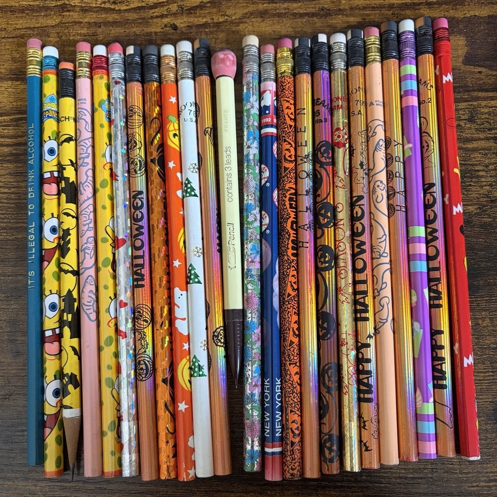 Lot Of 22 Vintage 90's Unsharpened Pencils Halloween Cartoon Plus 2 Extras